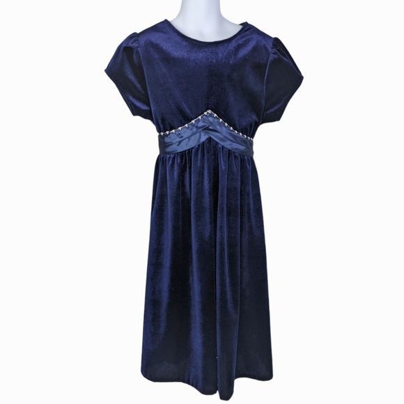 Rare Editions Dresses Rare Editions Blue Velvet Holiday Midi Dress